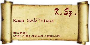Kada Szíriusz névjegykártya